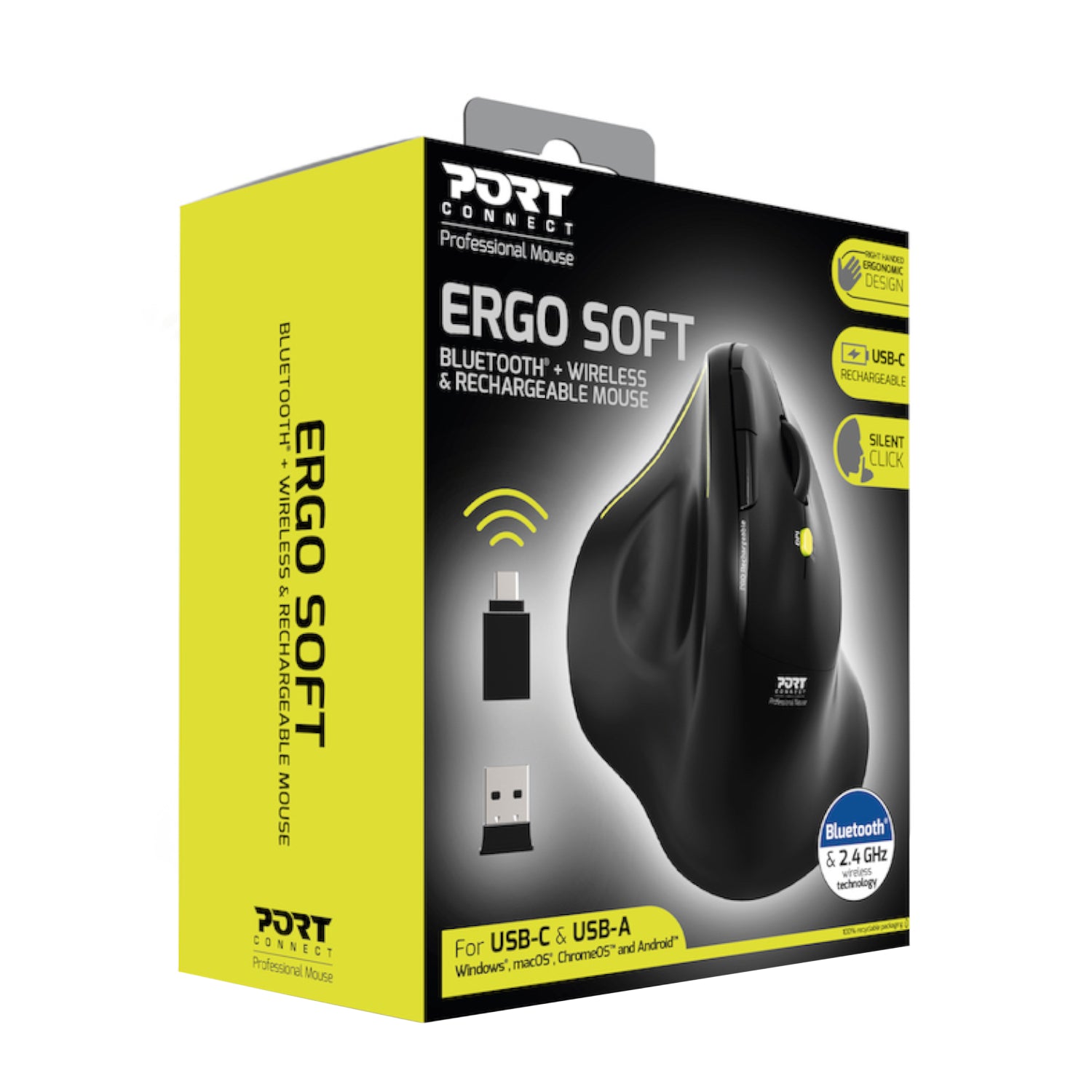 Port Connect 2.4GHz Wireless ERGO SOFT Bluetooth Rechargeable Mouse – image 3
