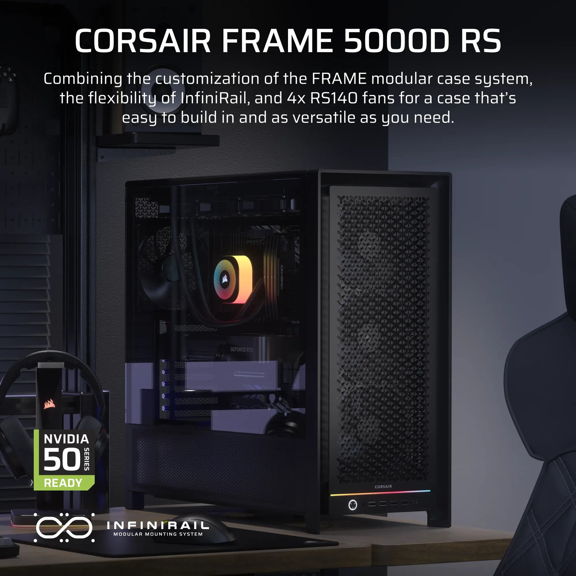 FRAME 5000D RS Mid-Tower PC Case; 4x RS 140 PWM Fans; 2x 2.5'' ; 1x 3.5''; Black. - image 7