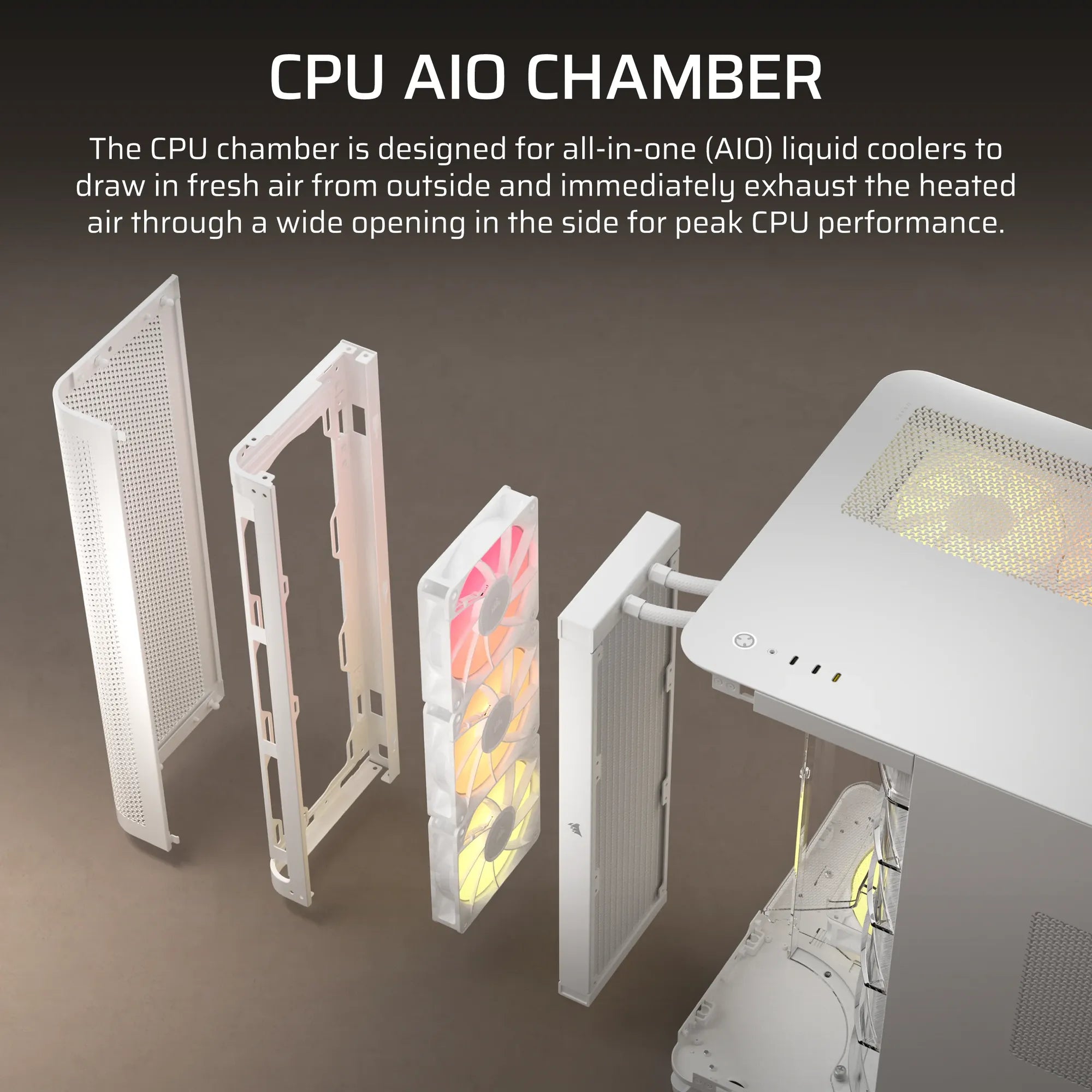 AIR 5400 RS-R ARGB Triple Chamber Mid-Tower PC Case ; 3x Fans Included; 2x 2.5'' ; 1x 3.5''  White - image 7