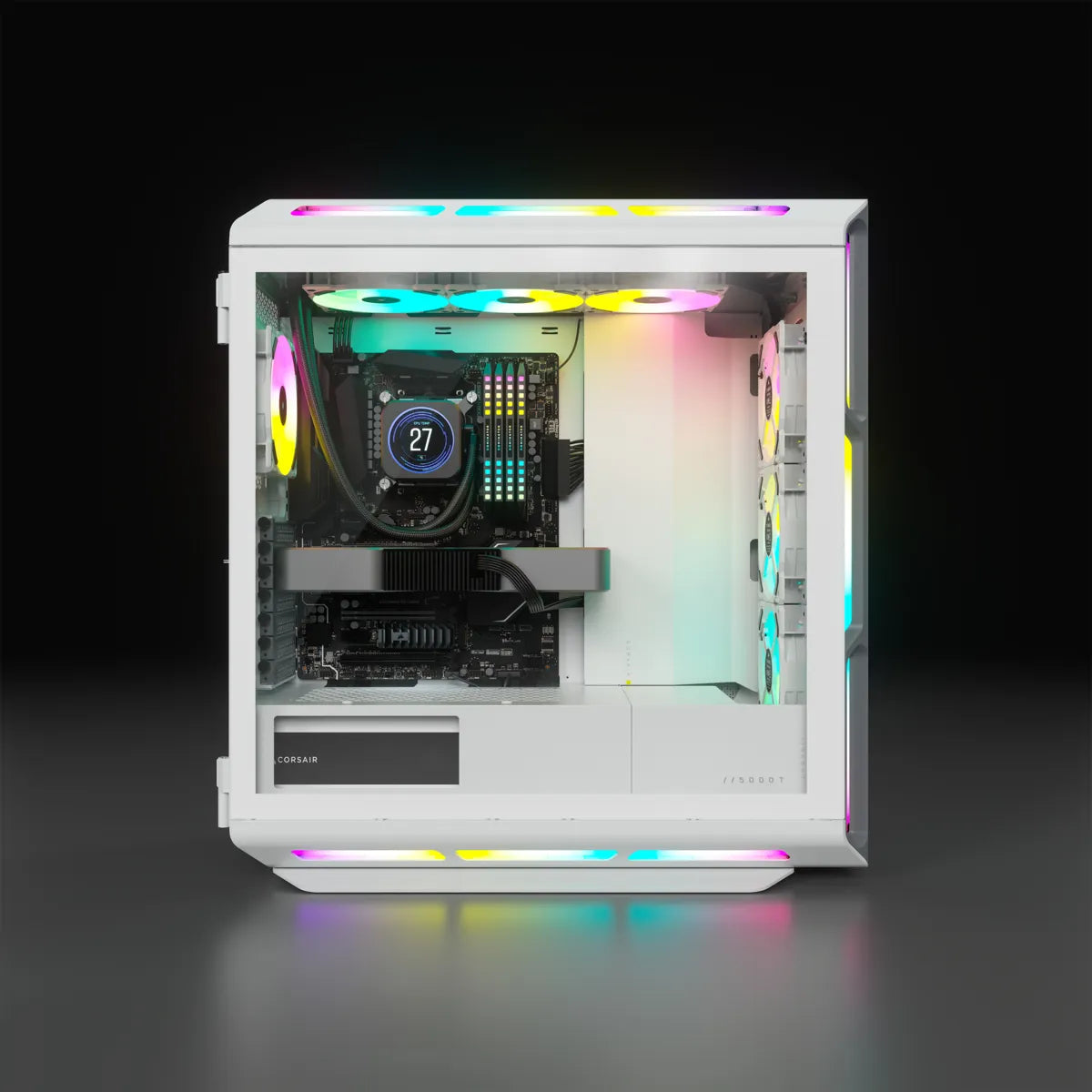 5000T RGB White Tempered Glass Mid-Tower; 2x 3.5'' |  4x 2.5'' Drive Bays; Up to 360mm Radiator compatible; 4x 120mm fan incl - image 7