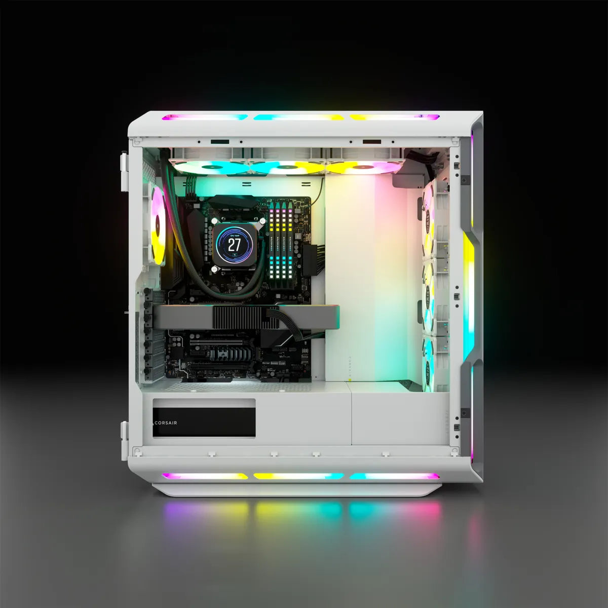 5000T RGB White Tempered Glass Mid-Tower; 2x 3.5'' |  4x 2.5'' Drive Bays; Up to 360mm Radiator compatible; 4x 120mm fan incl - image 9