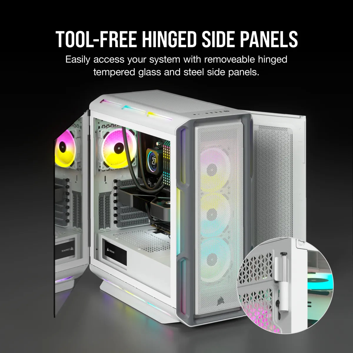 5000T RGB White Tempered Glass Mid-Tower; 2x 3.5'' |  4x 2.5'' Drive Bays; Up to 360mm Radiator compatible; 4x 120mm fan incl - image 13