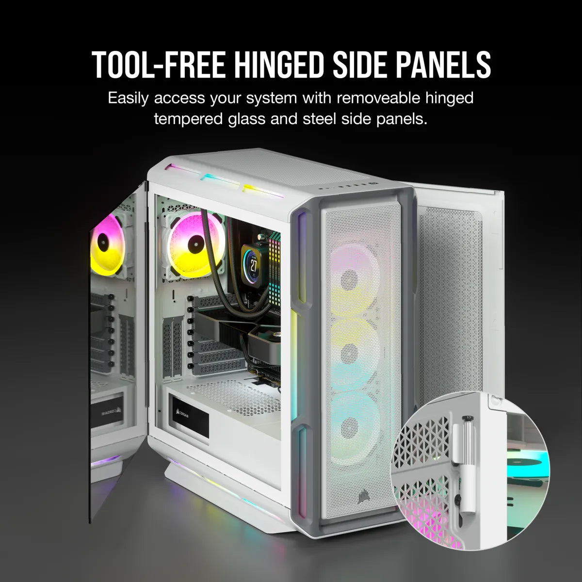 5000T RGB White Tempered Glass Mid-Tower; 2x 3.5'' |  4x 2.5'' Drive Bays; Up to 360mm Radiator compatible; 4x 120mm fan incl - image 14