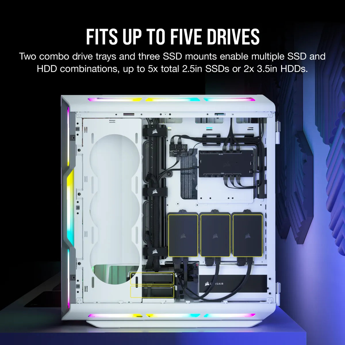 5000T RGB White Tempered Glass Mid-Tower; 2x 3.5'' |  4x 2.5'' Drive Bays; Up to 360mm Radiator compatible; 4x 120mm fan incl - image 20