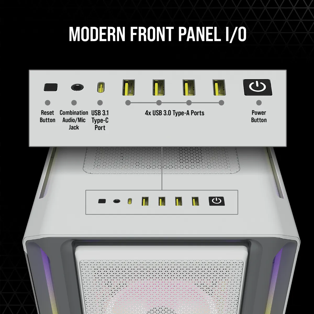 5000T RGB White Tempered Glass Mid-Tower; 2x 3.5'' |  4x 2.5'' Drive Bays; Up to 360mm Radiator compatible; 4x 120mm fan incl - image 22