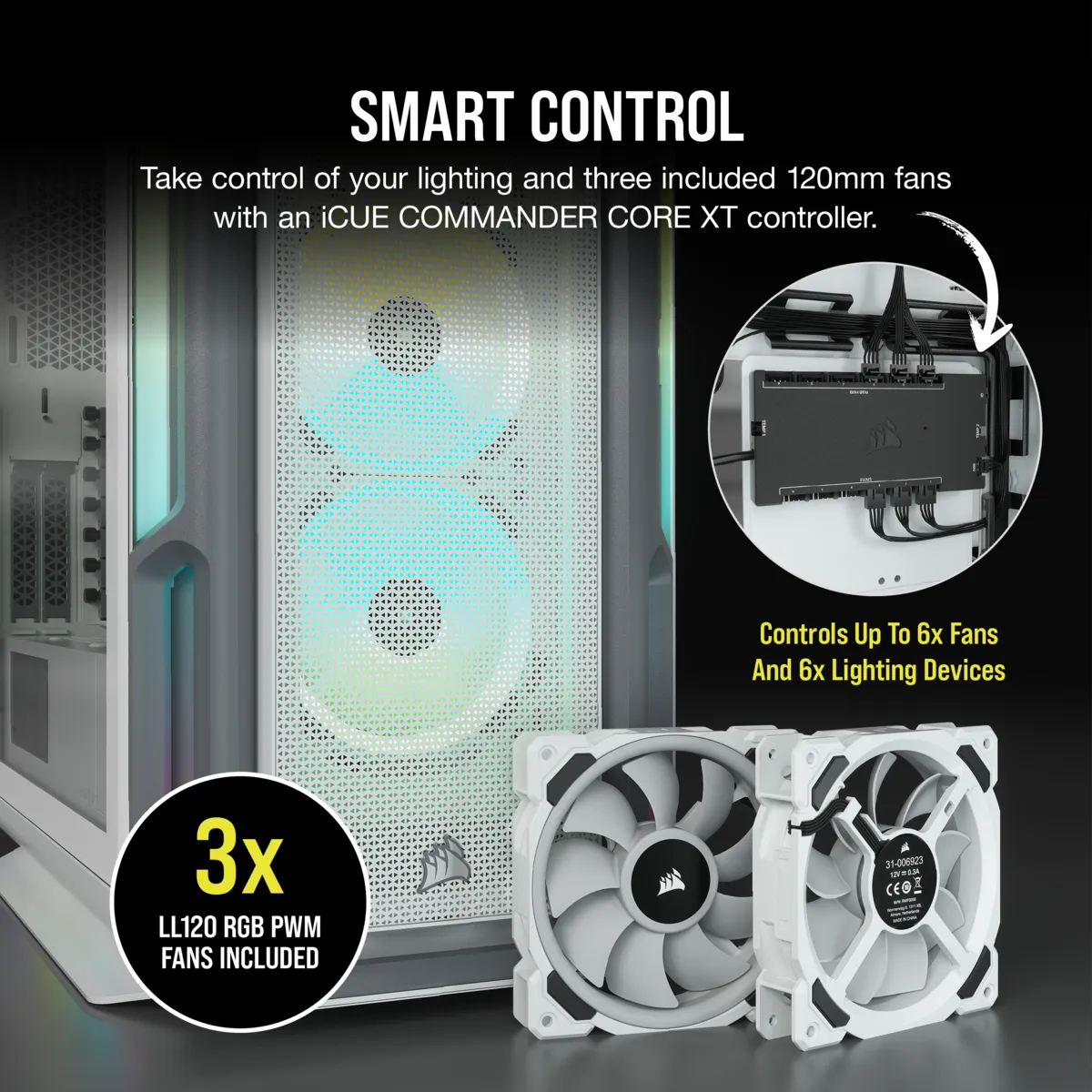 5000T RGB White Tempered Glass Mid-Tower; 2x 3.5'' |  4x 2.5'' Drive Bays; Up to 360mm Radiator compatible; 4x 120mm fan incl - image 30
