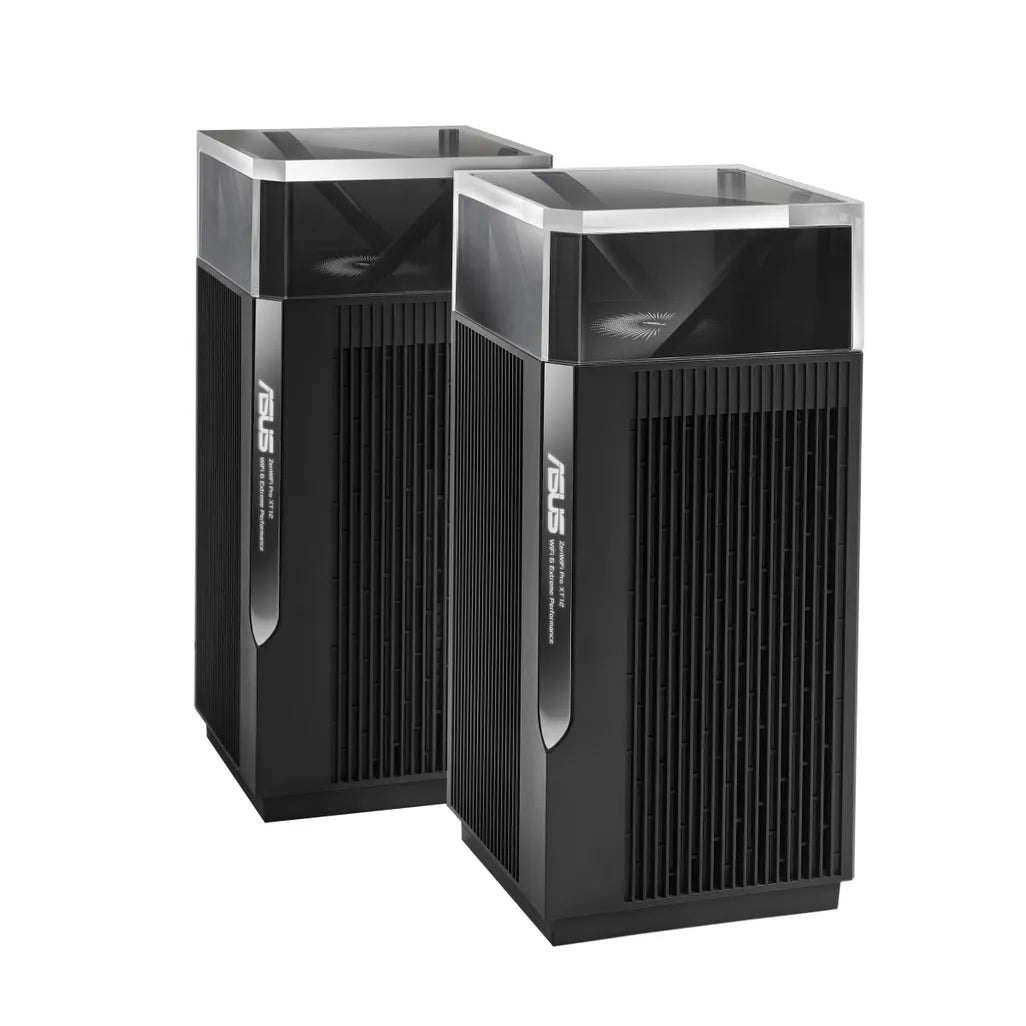 ASUS ZenWiFi Pro XT12(2-PK), Black, Internal, Tri-band (2.4 GHz / 5 GHz / 5 GHz), Wi-Fi 6 (802.11ax), 802.11a, 802.11b, 802.11g, Wi-Fi 4 (802.11n), Wi-Fi 5 (802.11ac), Wi-Fi 6 (802.11ax), 1148 Mbit/s