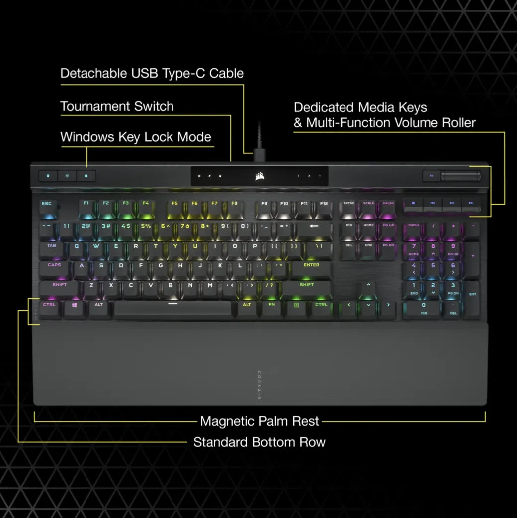 Corsair K70 RGB PRO Mechanical Gaming Keyboard - CHERRY MX SPEED Silver Keyswitches - Black - image 7