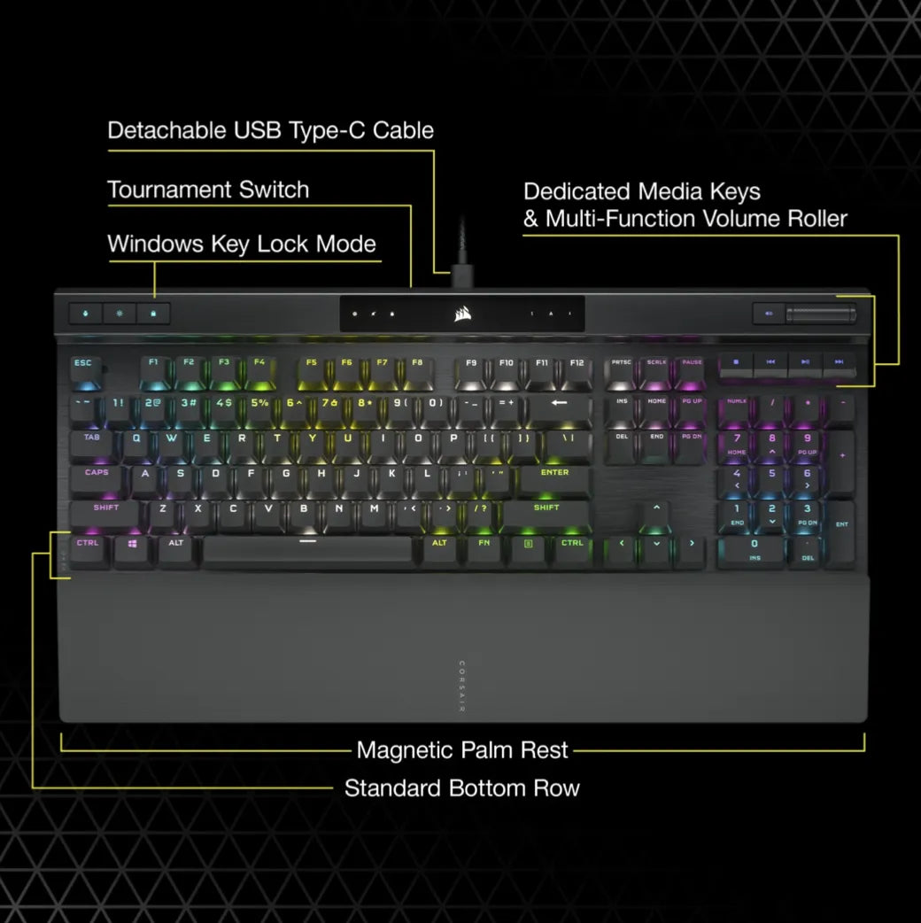 Corsair K70 RGB PRO Mechanical Gaming Keyboard - CHERRY MX SPEED Silver Keyswitches - Black - image 8