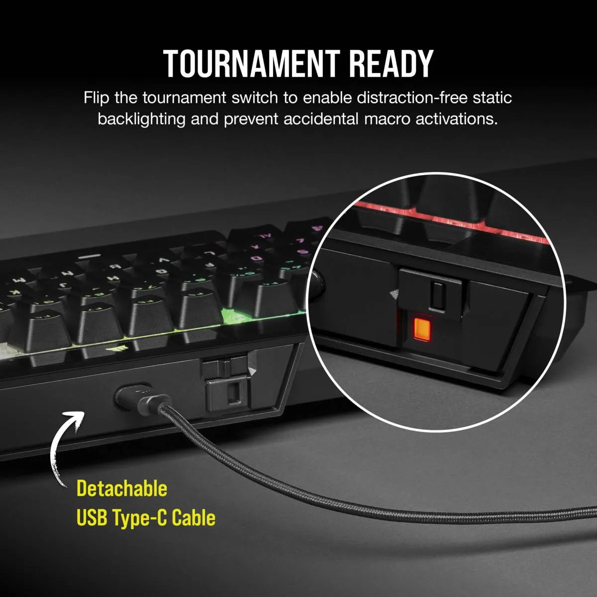 Corsair K70 RGB TKL Optical-Mechanical Gaming Keyboard; Backlit RGB LED; CORSAIR OPX Keyswitches; Black - image 8