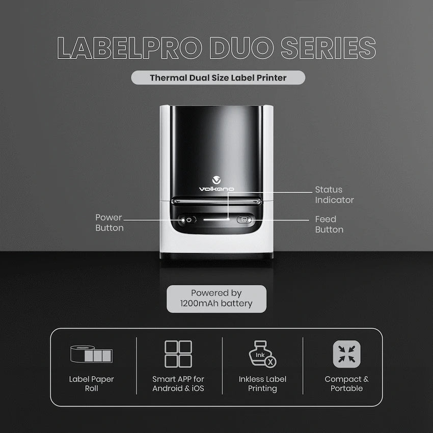 Volkano LabelPro Duo Series Thermal Dual Size Label Printer - Black and White - image 9