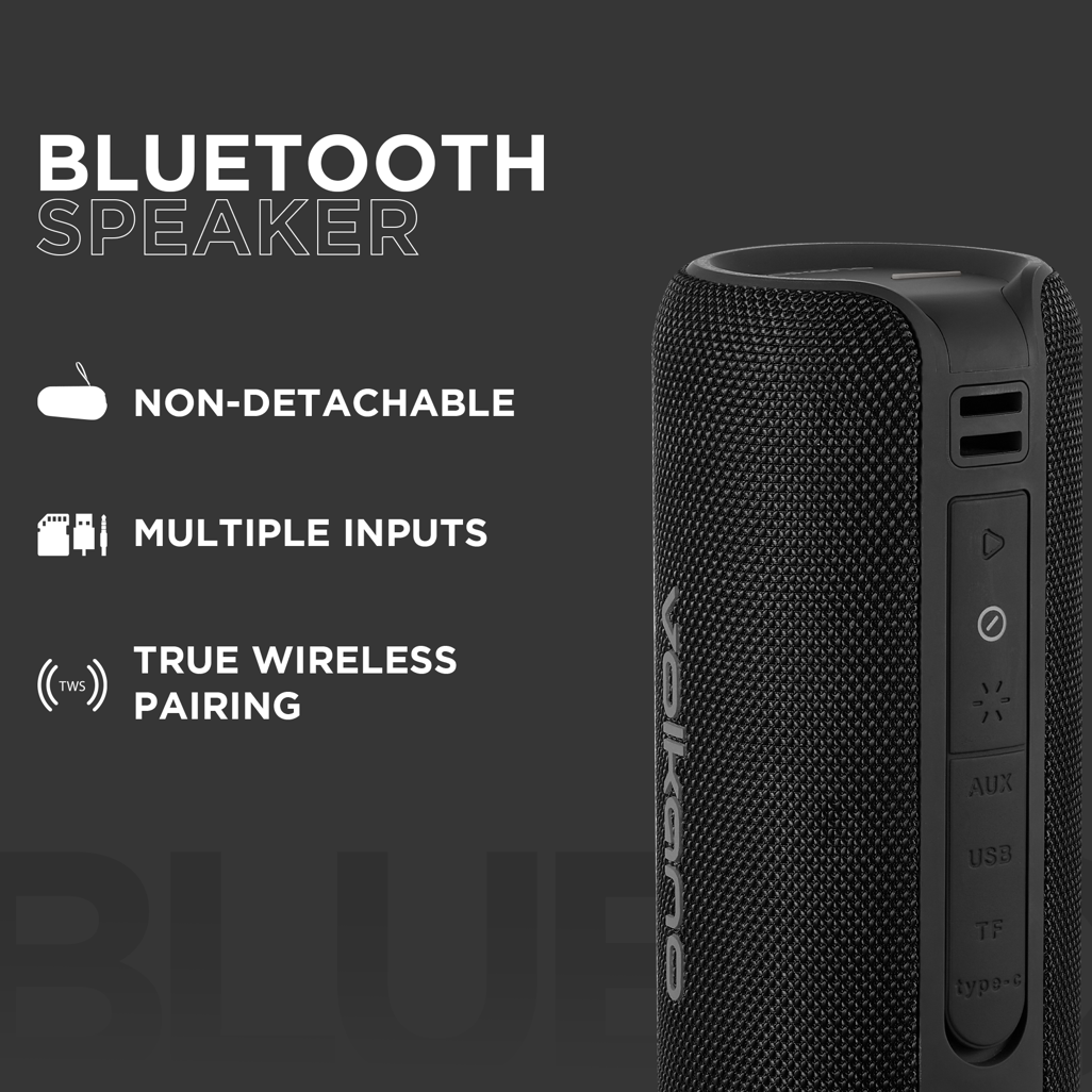 Volkano Rave Series Portable Bluetooth Speaker  - Black with grey buttons
