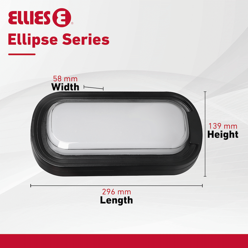 Ellies Ellipse Series AC 24W Capsule LED Bulkhead - PC - BK - image 9