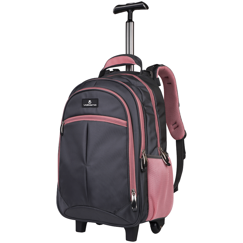 Volkano Orthopaedic Trolley Backpack 27L - Dark Grey/Pink - image 9