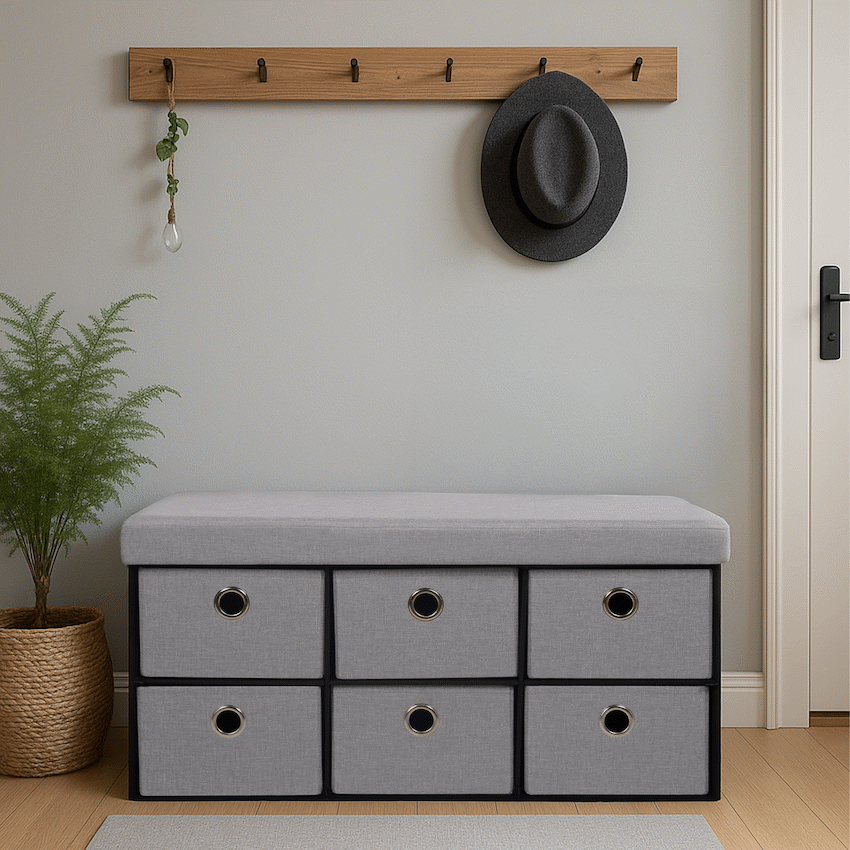 Foldable Storage Ottoman with Six Drawers - image 9