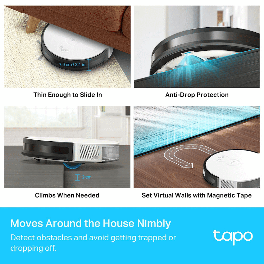 TP-Link Tapo RV10 Robot Vacuum and Mop, Gyroscope, 2600 mAh, 300 ml - image 9