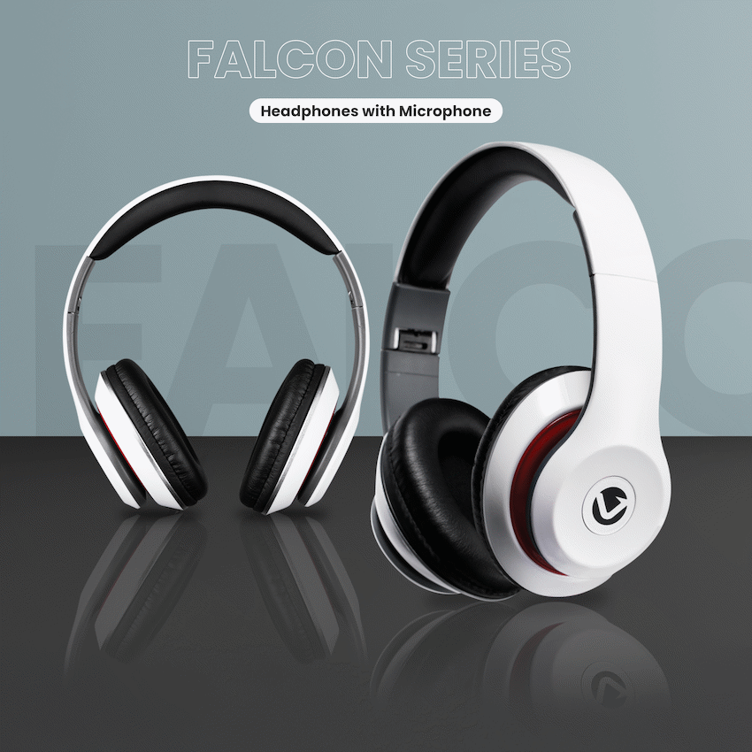 Volkano Falcon Series Headphones with Microphone - White - image 9