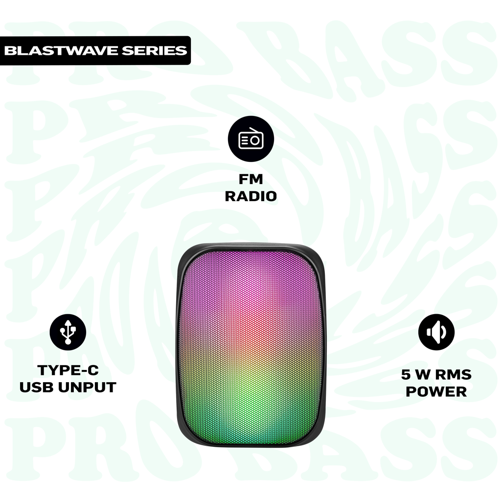 Pro Bass BlastWave Series BT Mini Speaker - Black