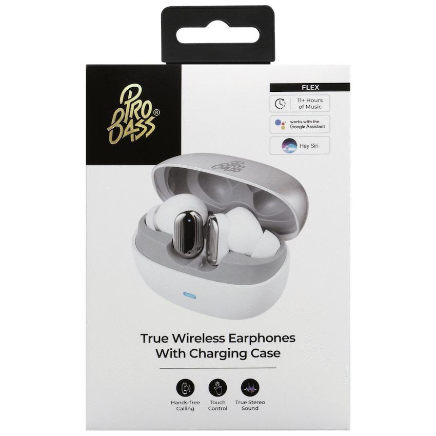 Pro Bass Flex Series TWS Earphone - White + Grey - image 9
