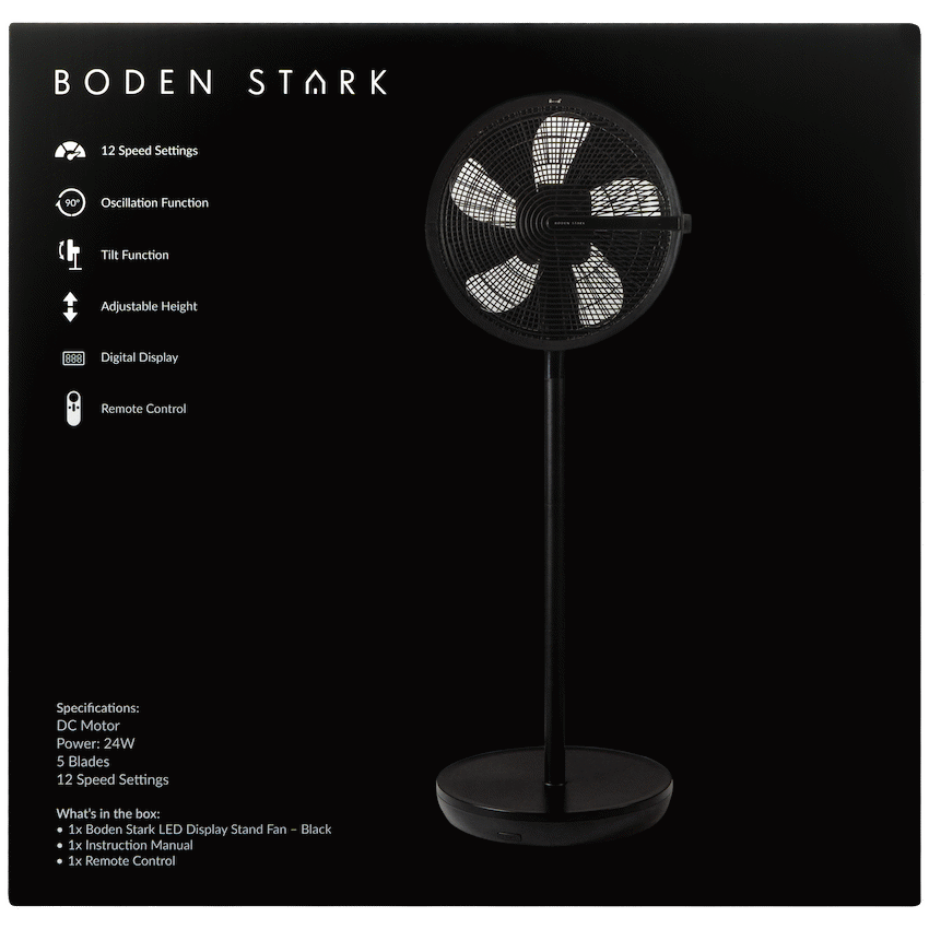 Boden Stark LED Display Stand Fan - Black - image 9