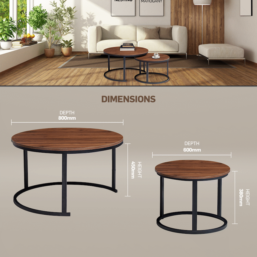 Everfurn Indus Nesting Coffee Table - Mahogany 2-Piece - image 9