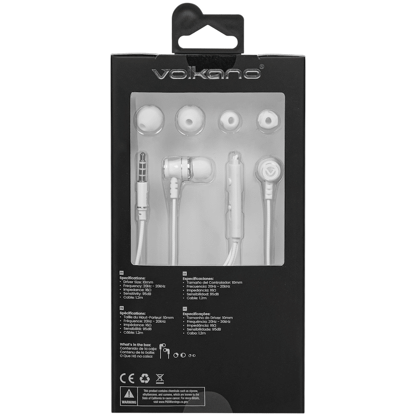 Volkano Earphones with Mic - Stannic Series - White - image 9