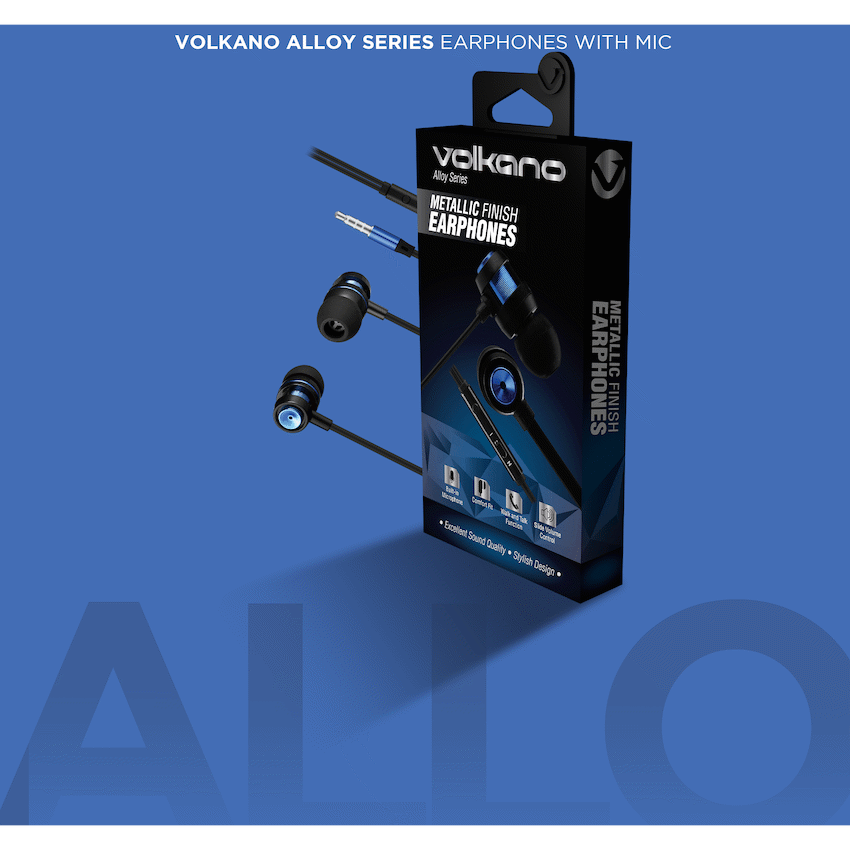 Volkano Alloy Series Metal Earphone - Blue - image 9
