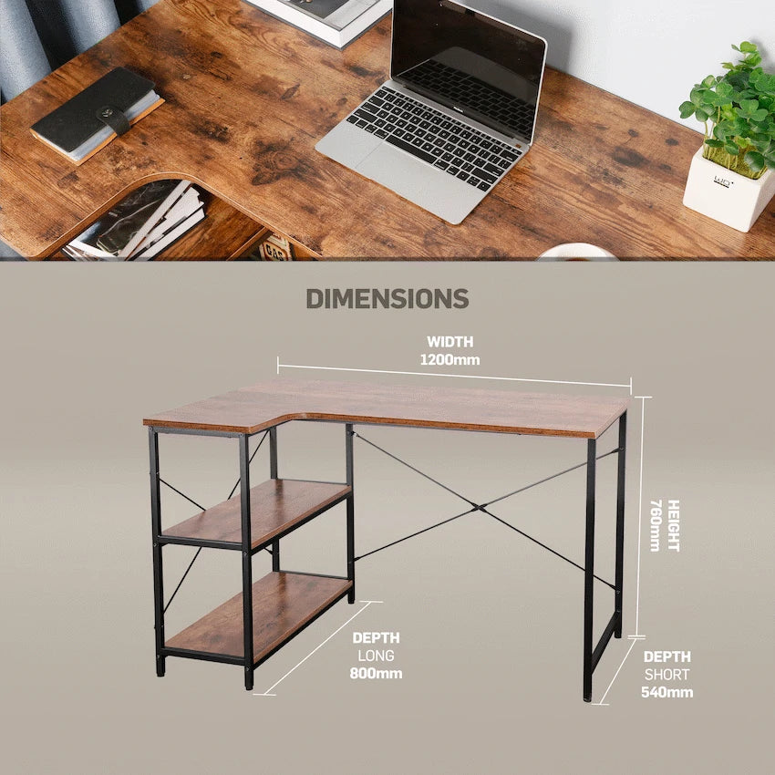 Everfurn Anthony L-Shaped Corner Work Desk - Steel Frame - image 9