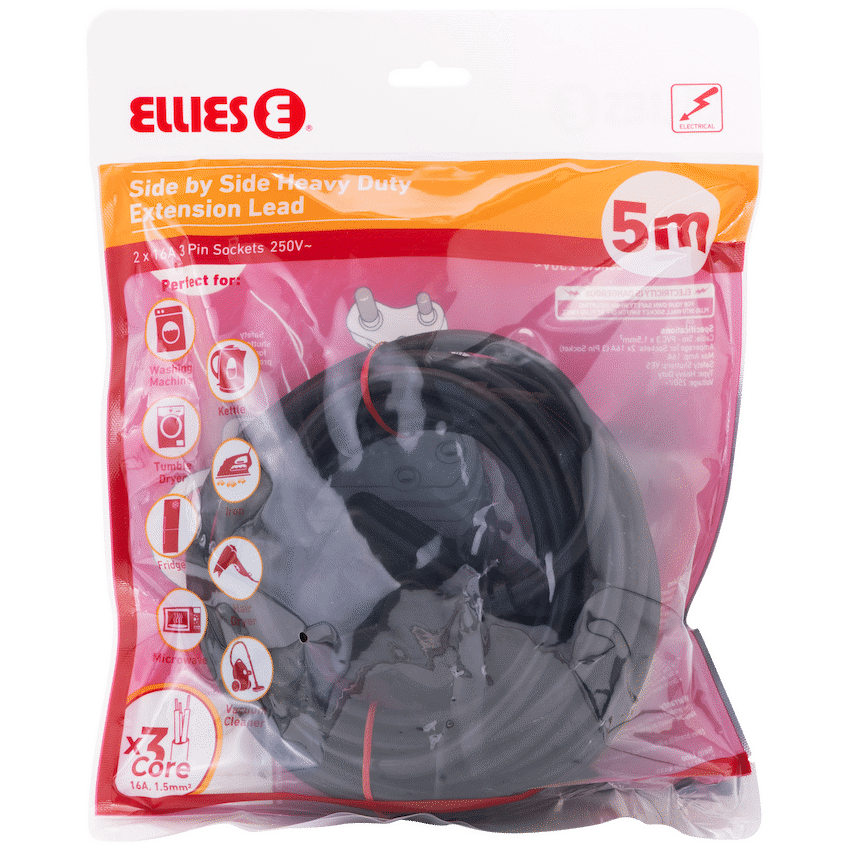 Ellies Side by Side Heavy Duty Extension Lead-5M-BK - image 9