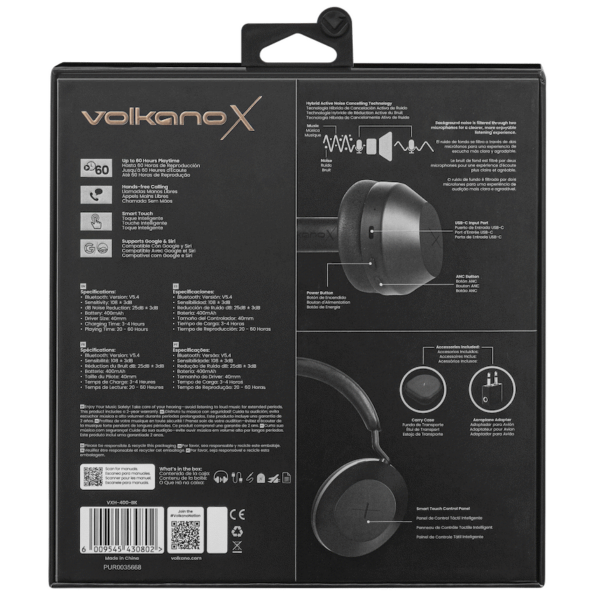 VolkanoX H400 Hybrid Active Noise Cancellation Headphones - Black - image 9
