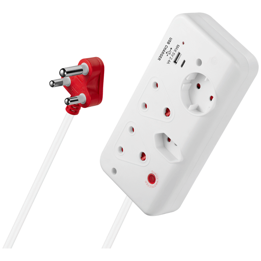 Switched 4-Way with 1x Type-C + 1x USB 2.4a Socket Medium Surge-Protected 0.5m - image 9