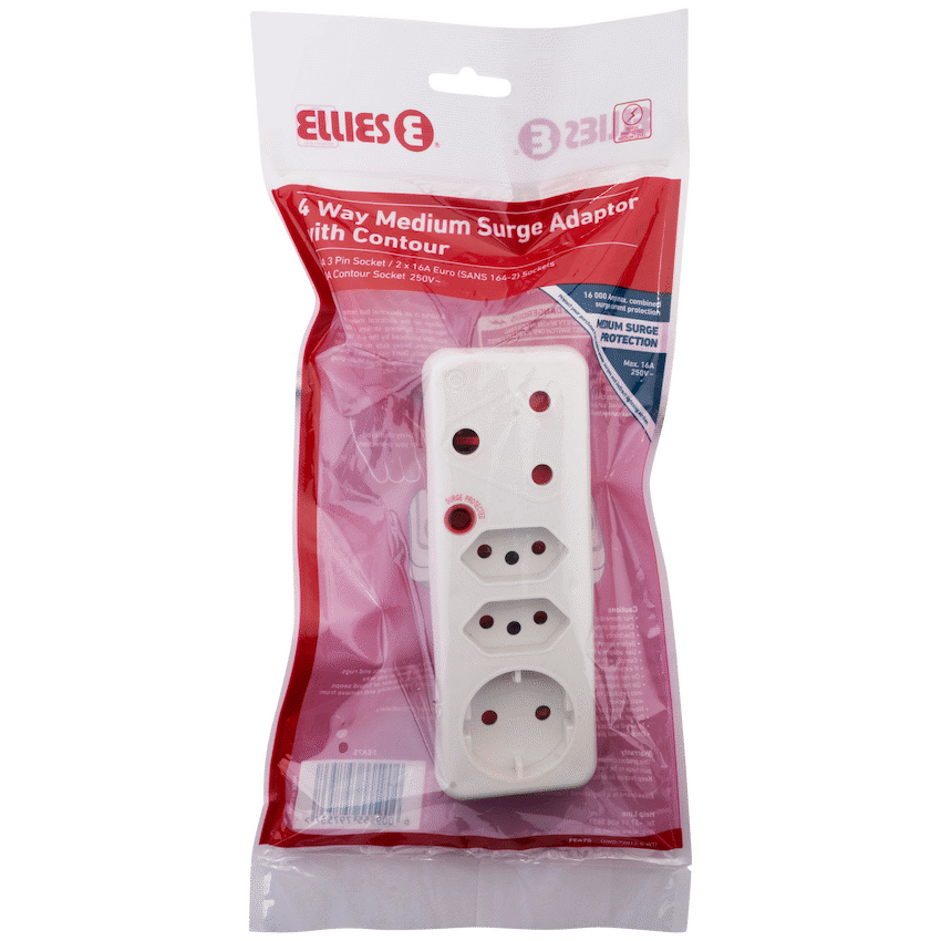 Ellies 4-Way Surge Adaptor with Schuko - WT - image 9
