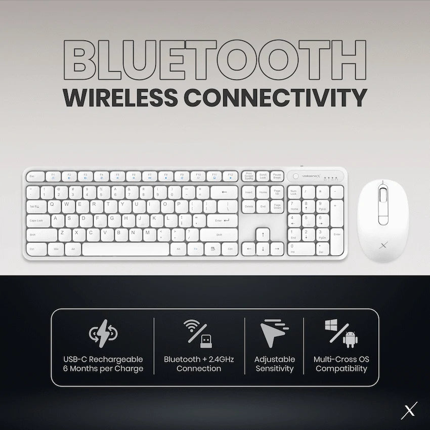VolkanoX Garnet Bluetooth Wireless Keyboard and Mouse Combo - White - image 9