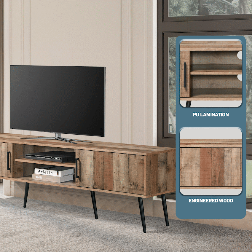 Everfurn Vernice TV Stand - 1800w with Two Cupboards - image 9