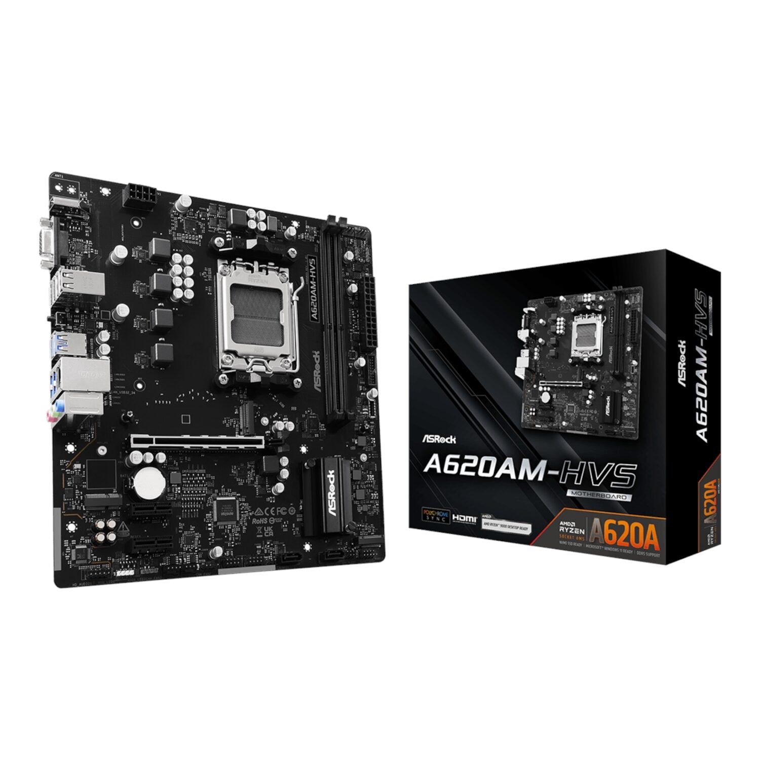 ASRock A620AM-HVS Micro ATX AM5 DDR5 Motherboard (HDMI and PCIe 4.0)