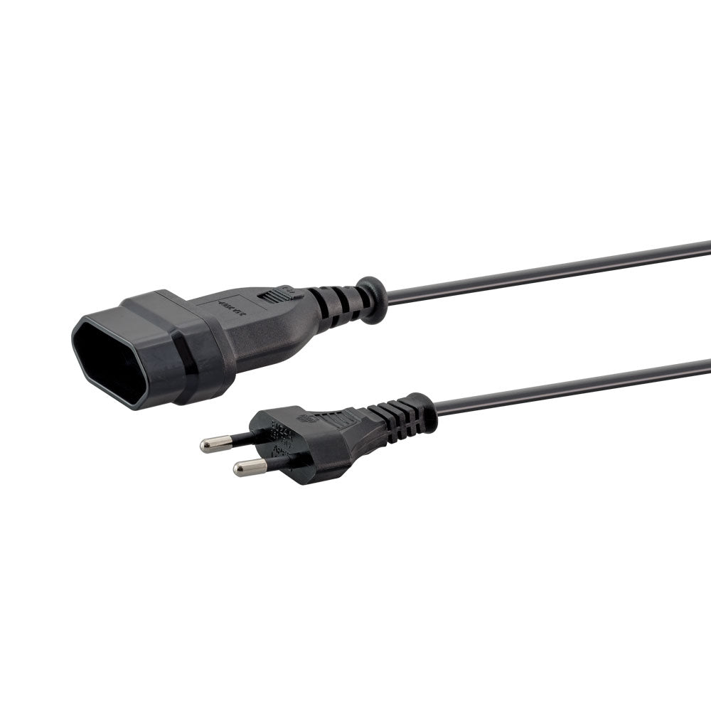 1M 2-PIN EURO PLUG TO 2-PIN EURO SOCKET
