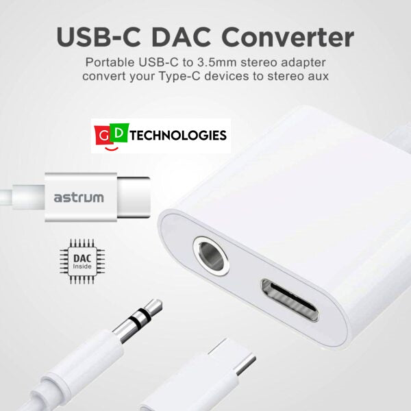 USB-C to Audio Aux DAC + USB-C Adapter