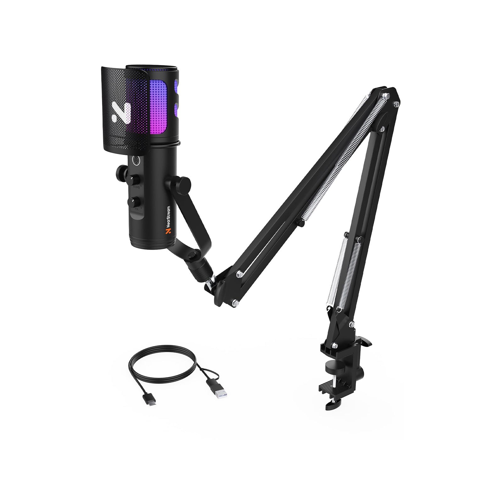 NearStream PC/Condenser Noise Canceling Microphone with Boom Arm