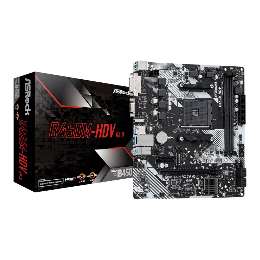 ASRock B450M-HDV R4.0 AMD AM4 M-ATX Motherboard