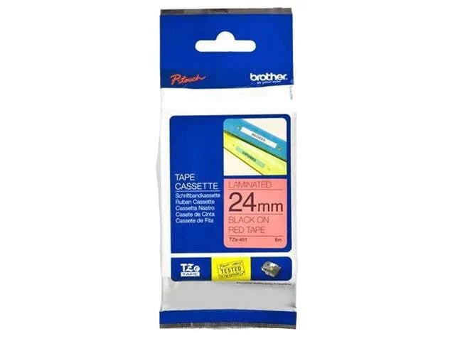 LAMINATED BLACK ON RED 24MM TAPE