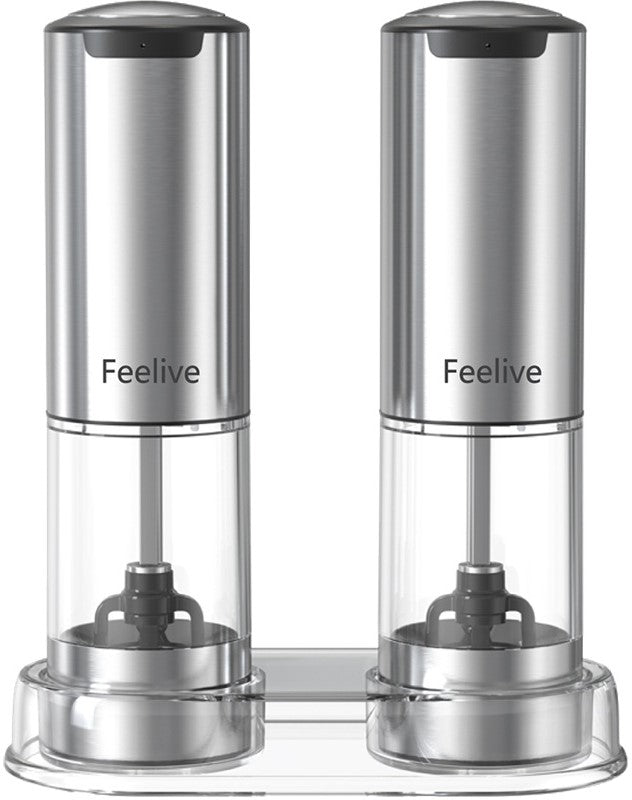 Feelive Rechargeable Pepper And Salt Grinder 2 Set With Stand