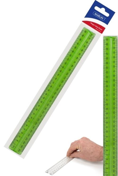 Marlin 30cm Fingergrip Clear Green Ruler