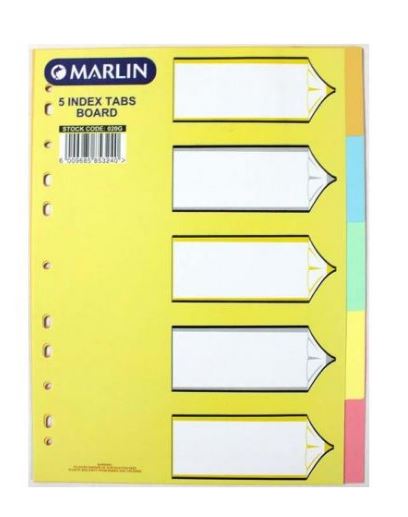 Marlin File Dividers Bright C/BOARD 1- 5