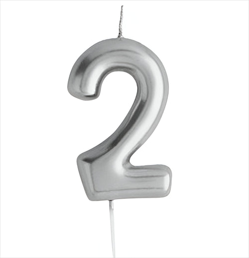 Casey 10cm Silver Numerical Birthday Candle Nr.2 Retail