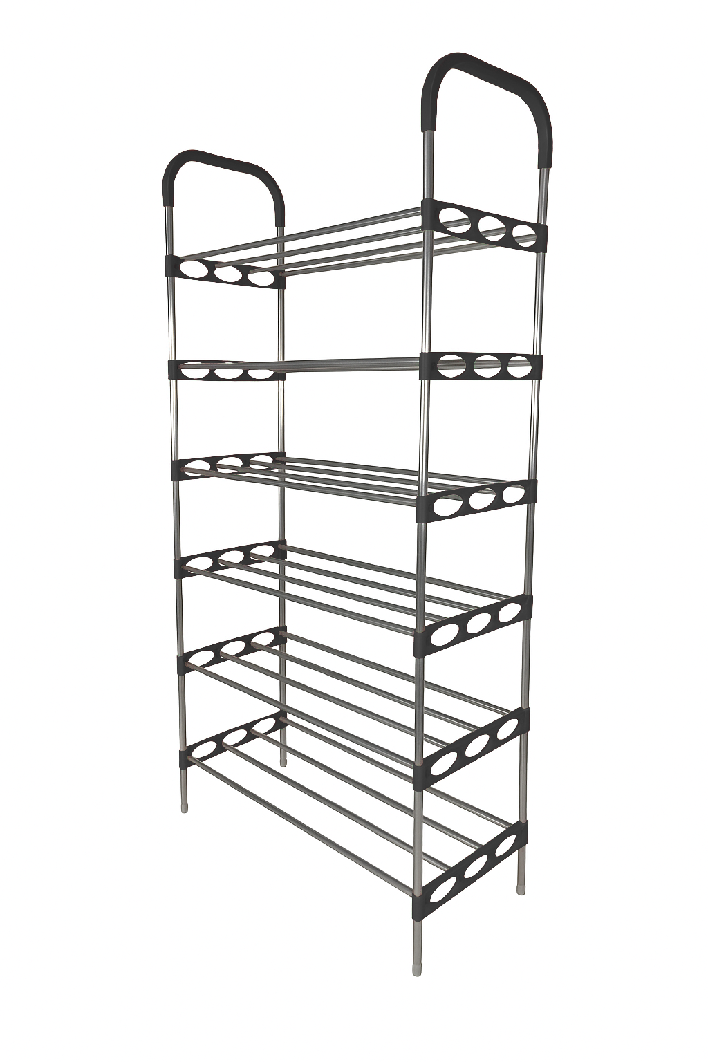 Nordic Wind Black 6 Tier 18 Shoe Steel Rack