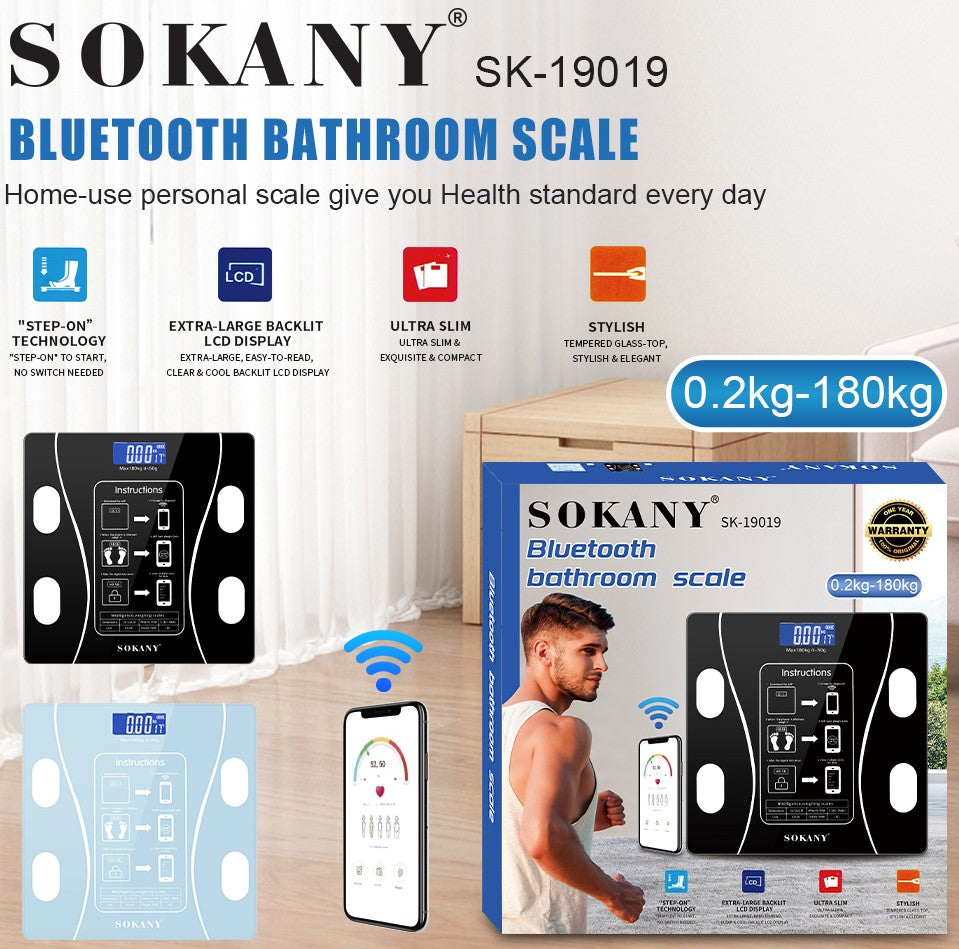 Sokany 180KG Bluetooth Bathroom Scale Black - image 3
