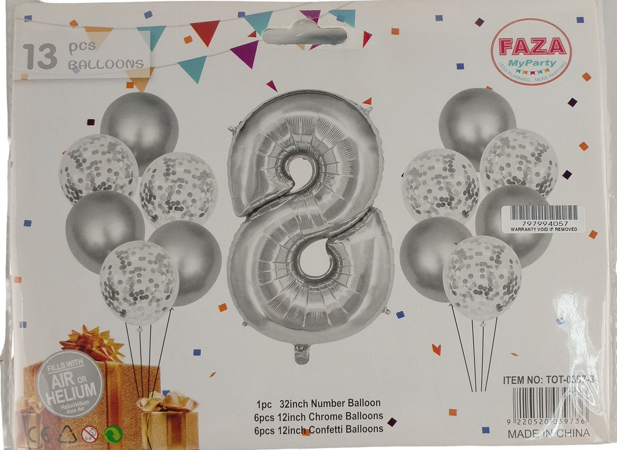 Casey 13pc Silver and White Balloon Set Nr 8 - image 2