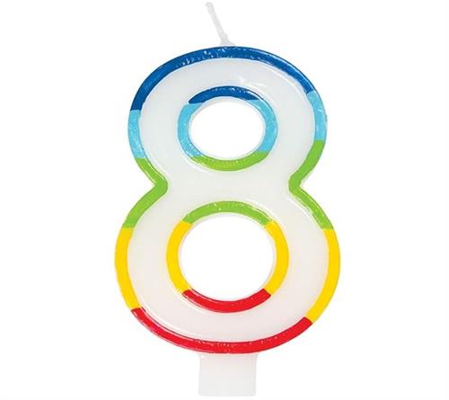 Casey 7cm Multicolor Numerical Birthday Candle Nr.8 Retail