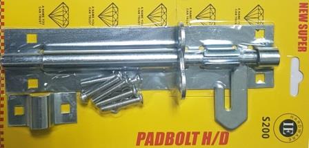 Noble Lockable Pad Bolt latch 200mm Zinc Plated