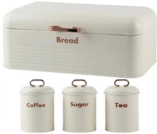 Totally 4-Piece Breadbin and Canister Combo Set – White
